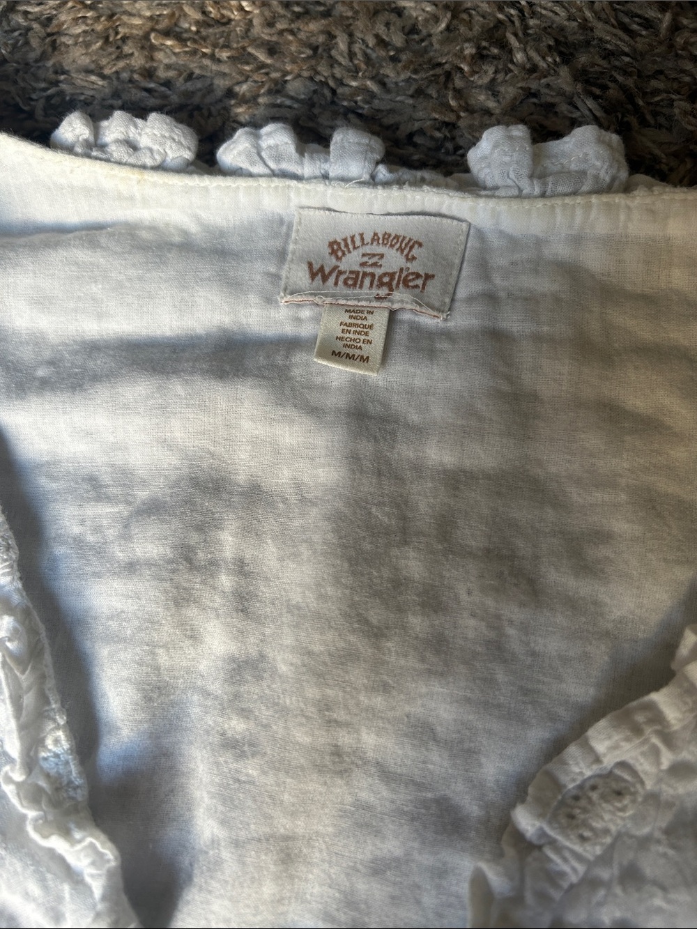 Billabong x Wrangler Boho White Crop Top Eyelet Details - Women’s Medium - Picture 2 of 5